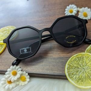 Octagon Black Sunglasses New